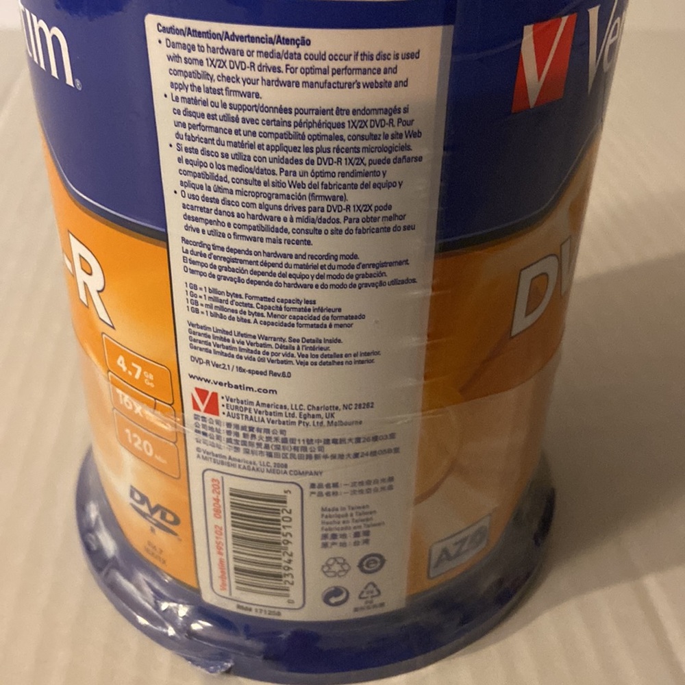Verbatim New 100 Pack DVD-R Discs - Picture 6 of 10